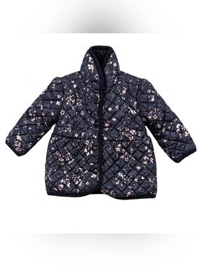 Joe Fresh Girls' Navy Floral Quilted Jacket